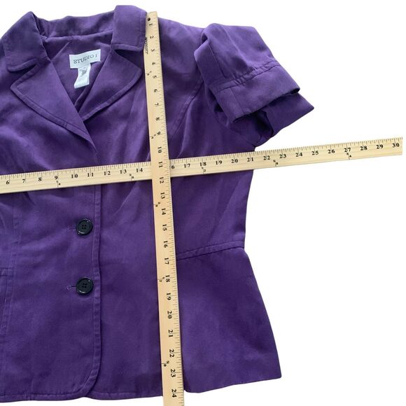 Studio I Women's Blazer Jacket Purple Size 14 Long Sleeve Collared Soft - Picture 3 of 9